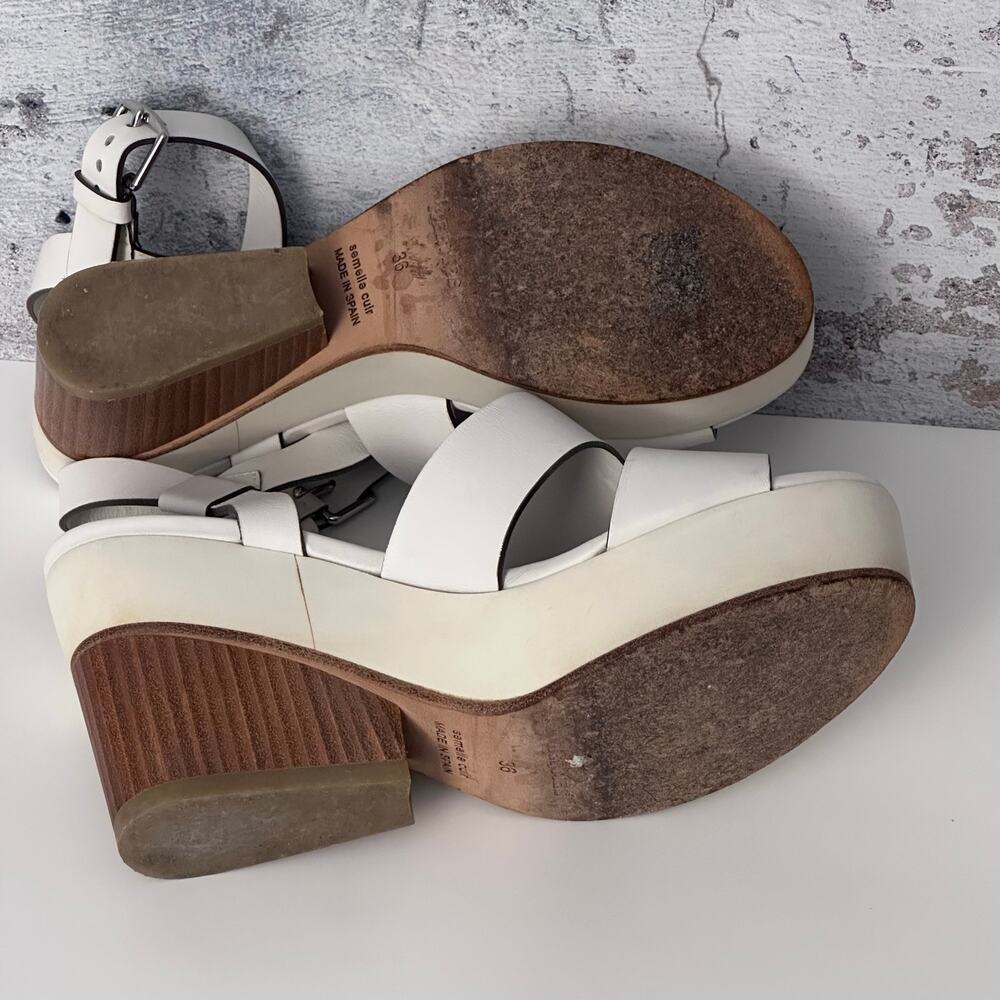 HERMÈS Opaline Leather Slingback Sandals - White, Brown - Picture 5 of 11